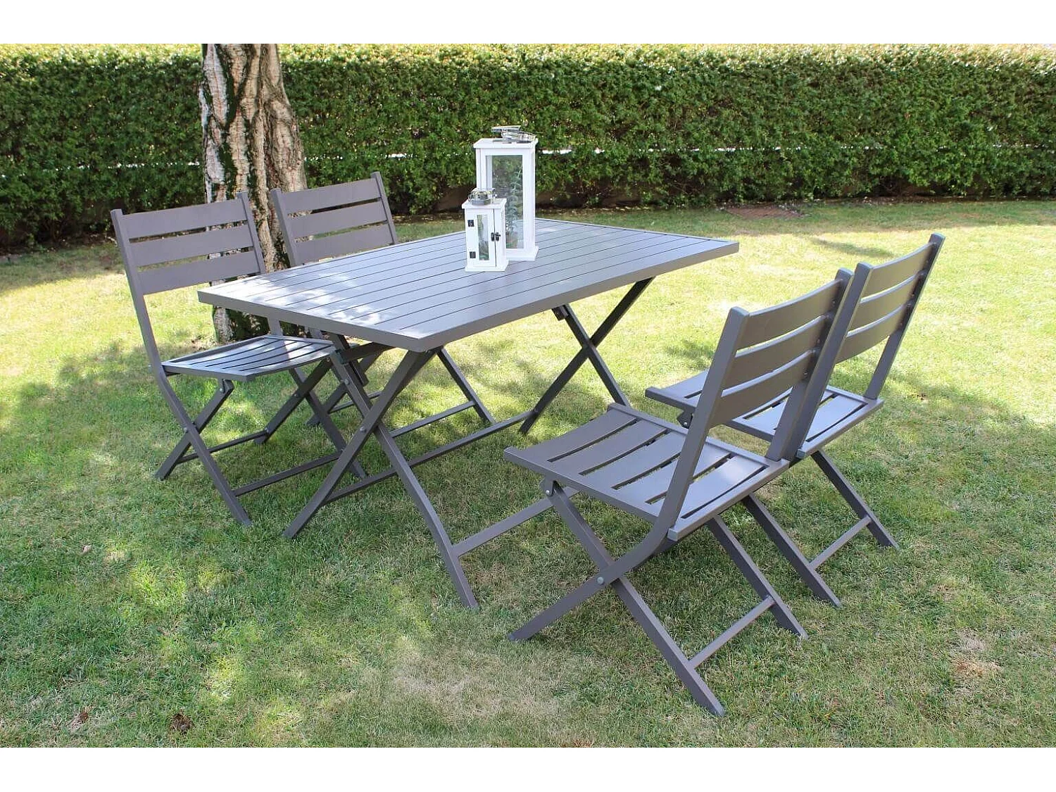 MilaniHome.it - Tavolo Da Giardino Pieghevole Salvaspazio In Alluminio 70x130 Colore Taupedi coloreTaupe