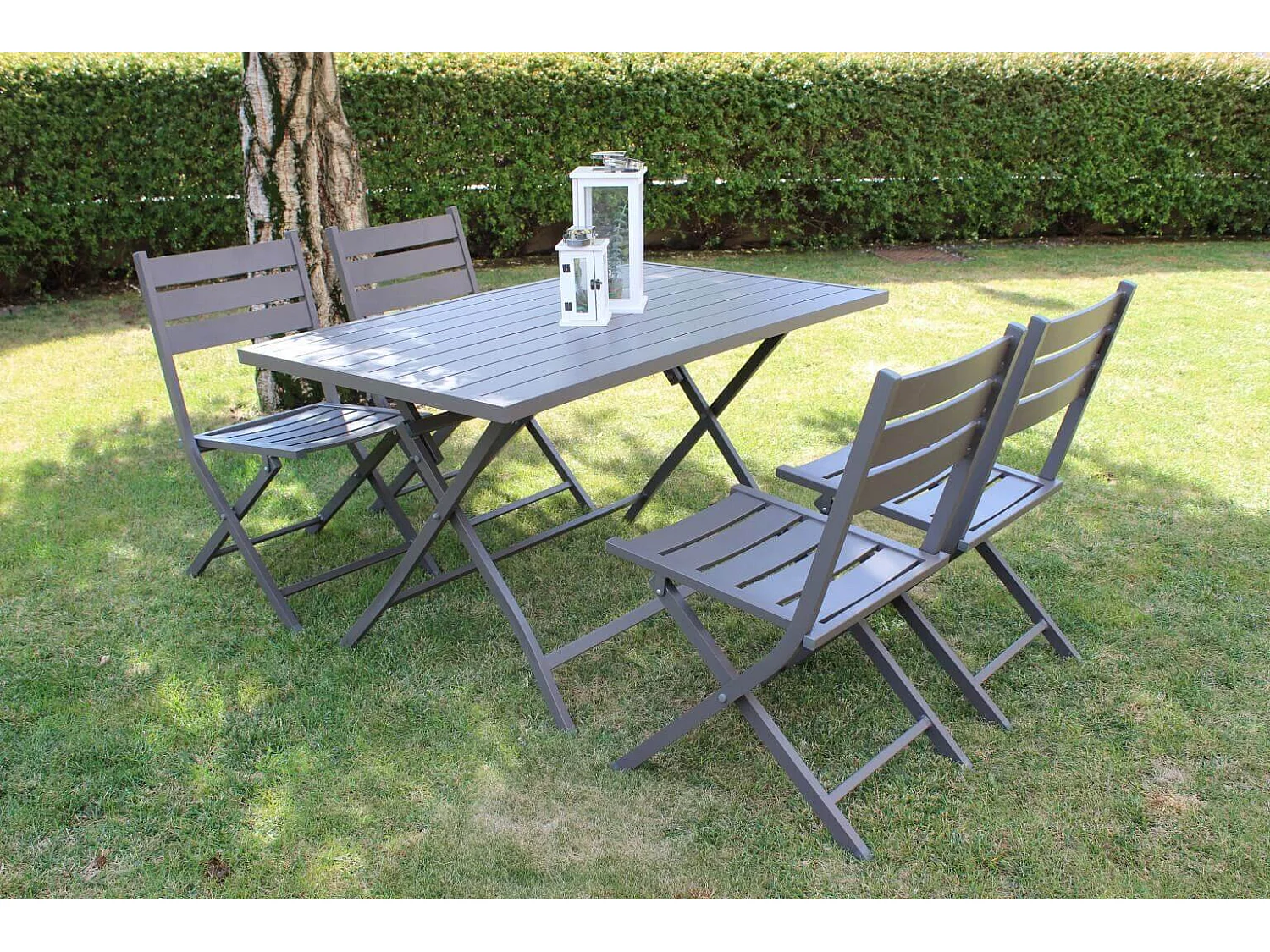 MilaniHome.it - Tavolo Da Giardino Pieghevole Salvaspazio In Alluminio 70x130 Colore Taupedi coloreTaupe