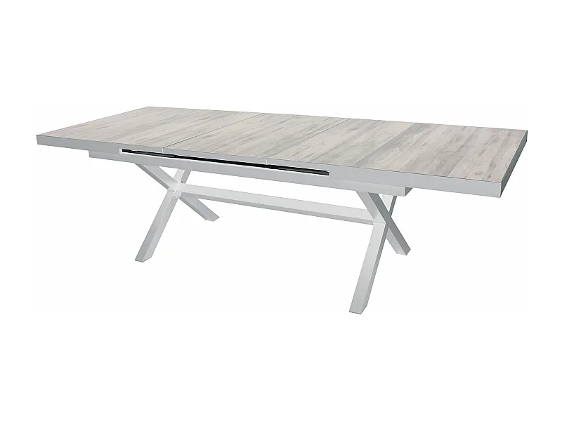 MilaniHome.it - Tavolo da giardino allungabile in alluminio e ceramica da esterno con piano in gres ad alta resistenza m 200/260x100di coloreBianco