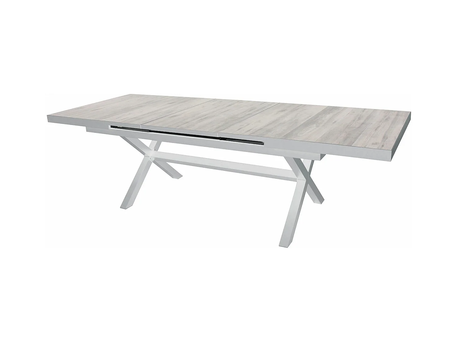 MilaniHome.it - Tavolo da giardino allungabile in alluminio e ceramica da esterno con piano in gres ad alta resistenza m 200/260x100di coloreBianco