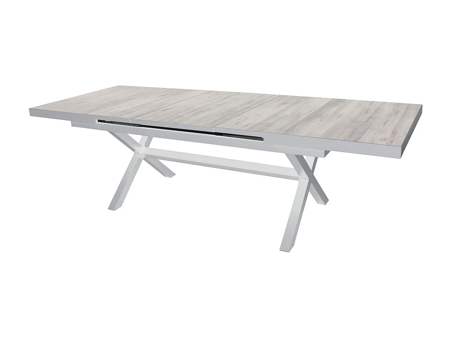 MilaniHome.it - Tavolo da giardino allungabile in alluminio e ceramica da esterno con piano in gres ad alta resistenza m 200/260x100di coloreBianco