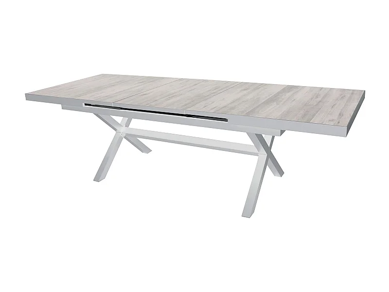 MilaniHome.it - Tavolo da giardino allungabile in alluminio e ceramica da esterno con piano in gres ad alta resistenza m 200/260x100di coloreBianco
