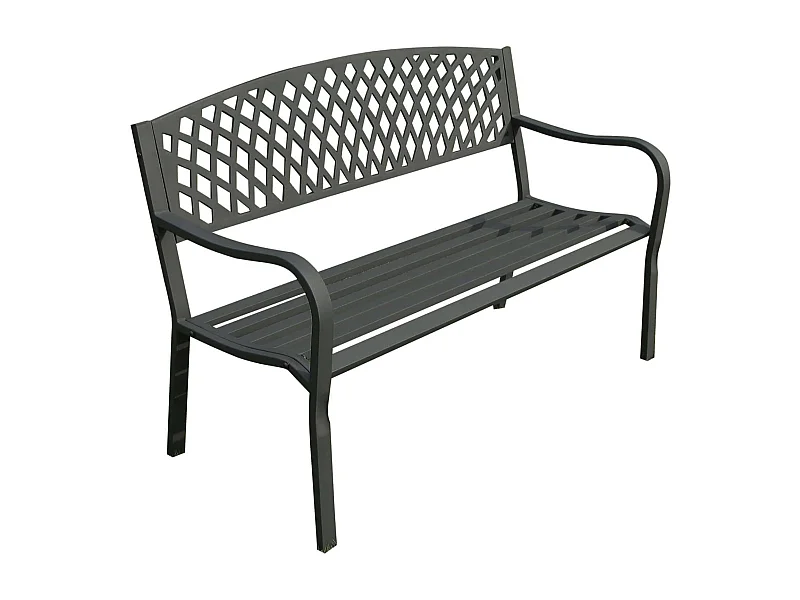 MilaniHome.it - Panchina 2 Posti In Ferro Nera Per Esterno Giardino, Portico, Ristorante, Gelateria Bar Hotel Albergodi coloreAntracite