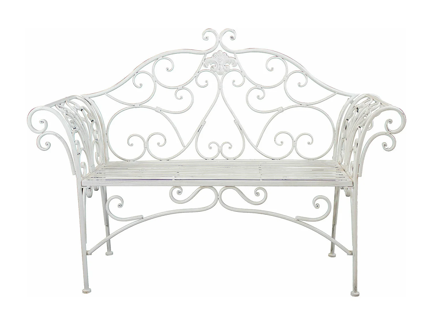 MilaniHome.it - Panca 2 Posti In Ferro Per Interno Esterno Ingresso Portico Piscina Giardino Veranda Ristorante Bar Albergo Agriturismodi coloreBianco