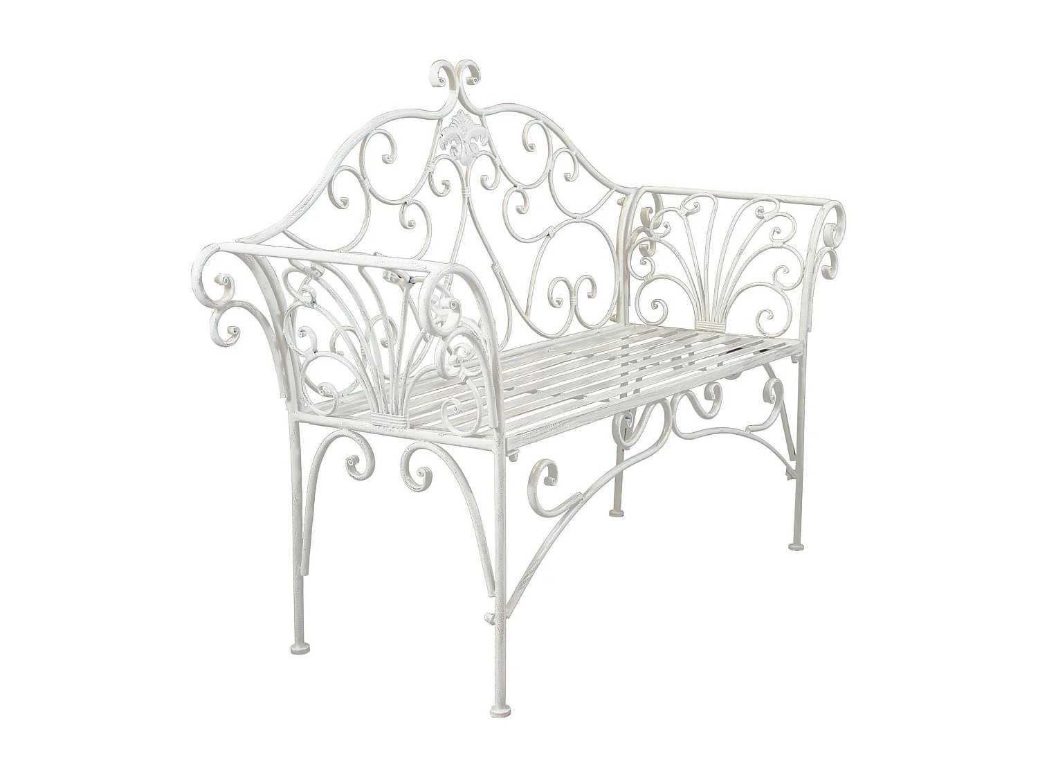 MilaniHome.it - Panca 2 Posti In Ferro Per Interno Esterno Ingresso Portico Piscina Giardino Veranda Ristorante Bar Albergo Agriturismodi coloreBianco
