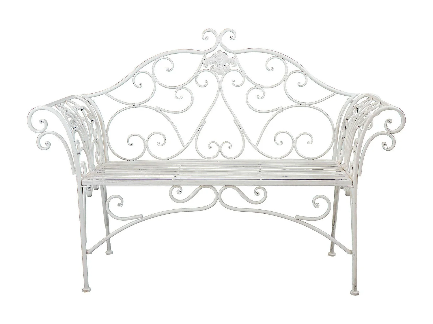 MilaniHome.it - Panca 2 Posti In Ferro Per Interno Esterno Ingresso Portico Piscina Giardino Veranda Ristorante Bar Albergo Agriturismodi coloreBianco