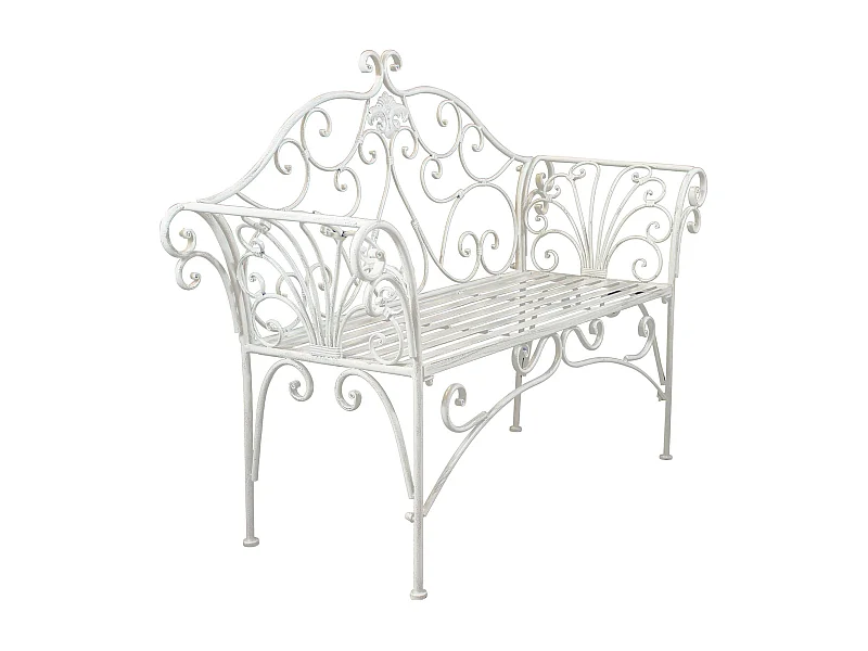 MilaniHome.it - Panca 2 Posti In Ferro Per Interno Esterno Ingresso Portico Piscina Giardino Veranda Ristorante Bar Albergo Agriturismodi coloreBianco