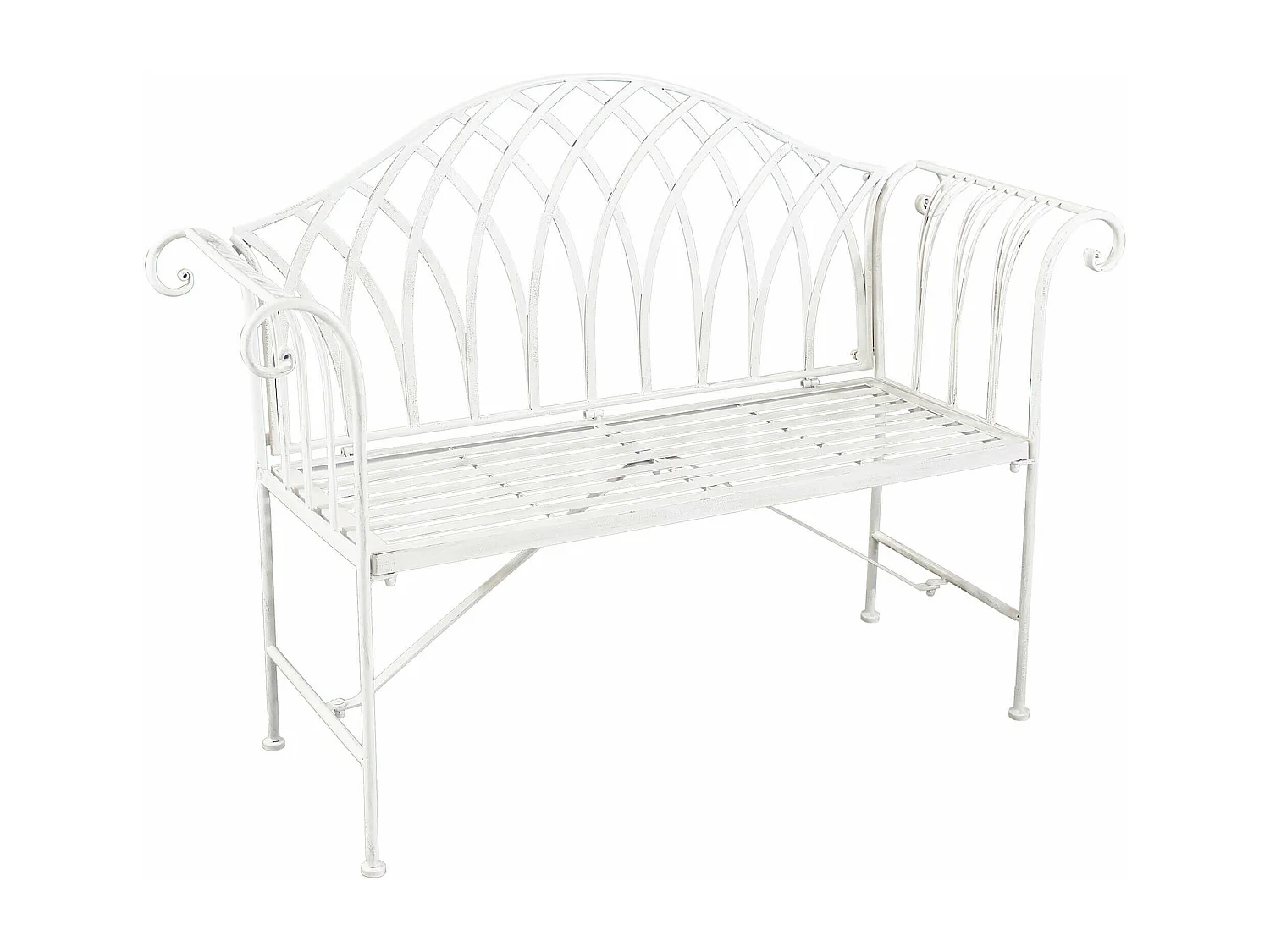 MilaniHome.it - Panca 2 Posti In Ferro Per Interno Esterno Ingresso Portico Piscina Giardino Veranda Ristorante Bar Albergo Agriturismodi coloreBianco