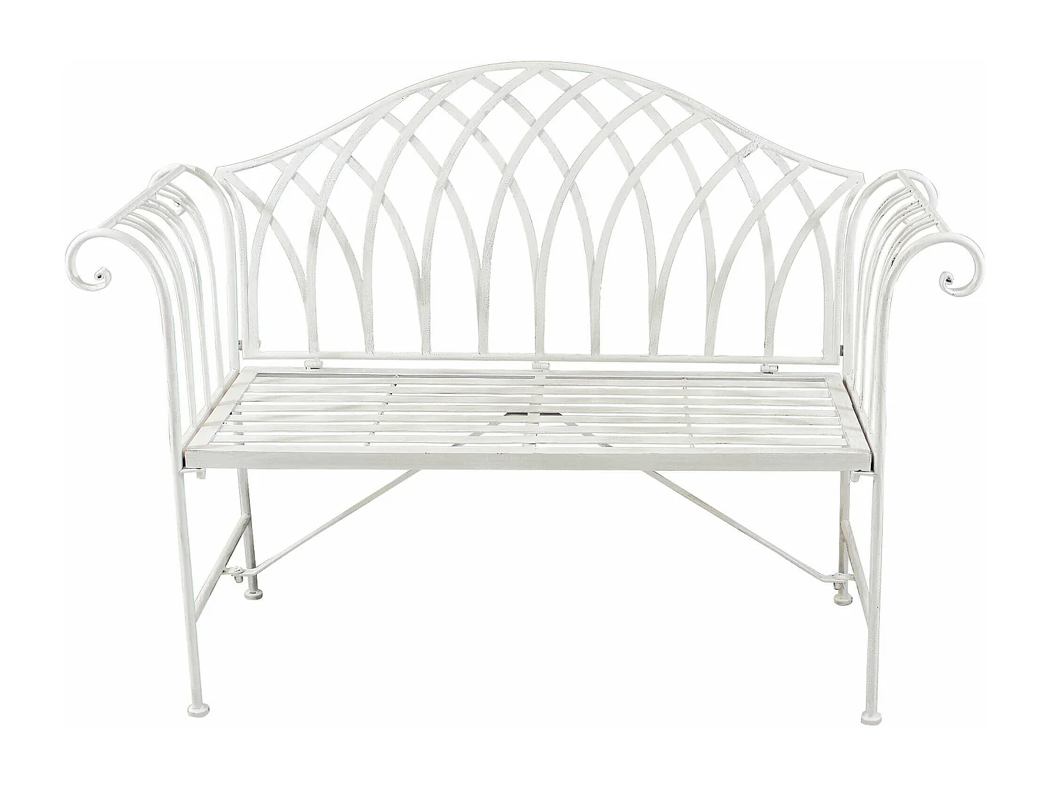 MilaniHome.it - Panca 2 Posti In Ferro Per Interno Esterno Ingresso Portico Piscina Giardino Veranda Ristorante Bar Albergo Agriturismodi coloreBianco