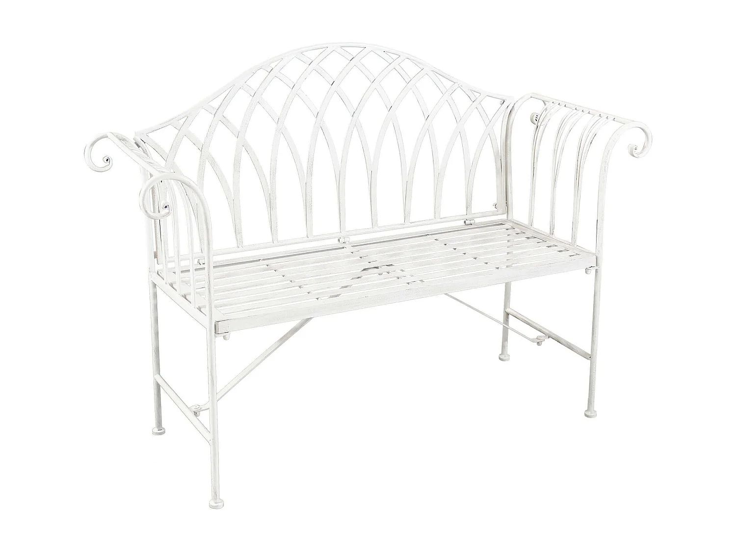 MilaniHome.it - Panca 2 Posti In Ferro Per Interno Esterno Ingresso Portico Piscina Giardino Veranda Ristorante Bar Albergo Agriturismodi coloreBianco