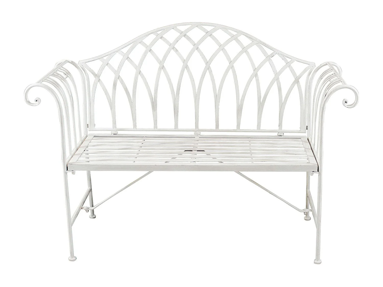 MilaniHome.it - Panca 2 Posti In Ferro Per Interno Esterno Ingresso Portico Piscina Giardino Veranda Ristorante Bar Albergo Agriturismodi coloreBianco