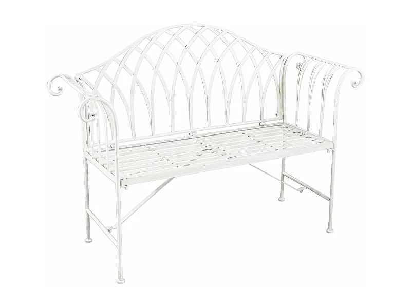 MilaniHome.it - Panca 2 Posti In Ferro Per Interno Esterno Ingresso Portico Piscina Giardino Veranda Ristorante Bar Albergo Agriturismodi coloreBianco