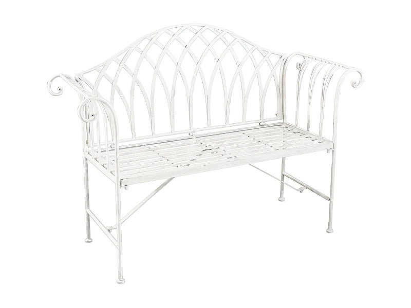 MilaniHome.it - Panca 2 Posti In Ferro Per Interno Esterno Ingresso Portico Piscina Giardino Veranda Ristorante Bar Albergo Agriturismodi coloreBianco
