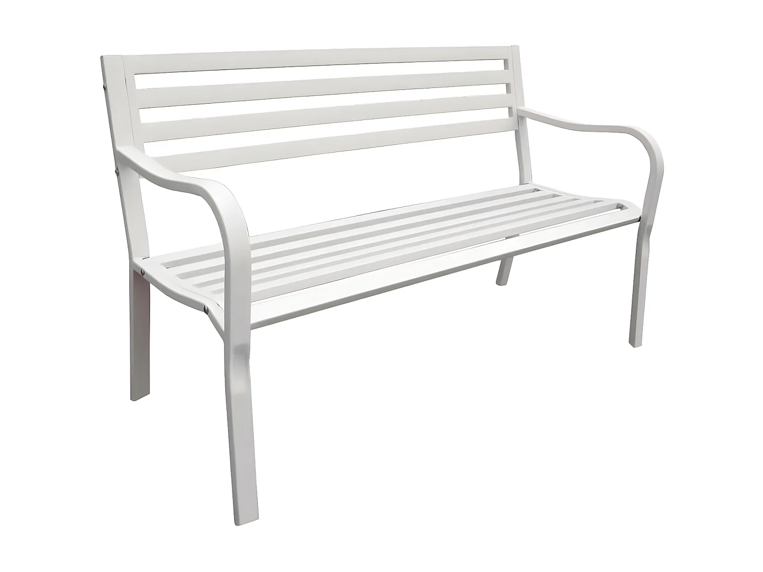 MilaniHome.it - Panchina 2 Posti In Ferro Bianco Per Esterno Giardino, Portico, Ristorante, Gelateria Bar Hotel Albergodi coloreBianco