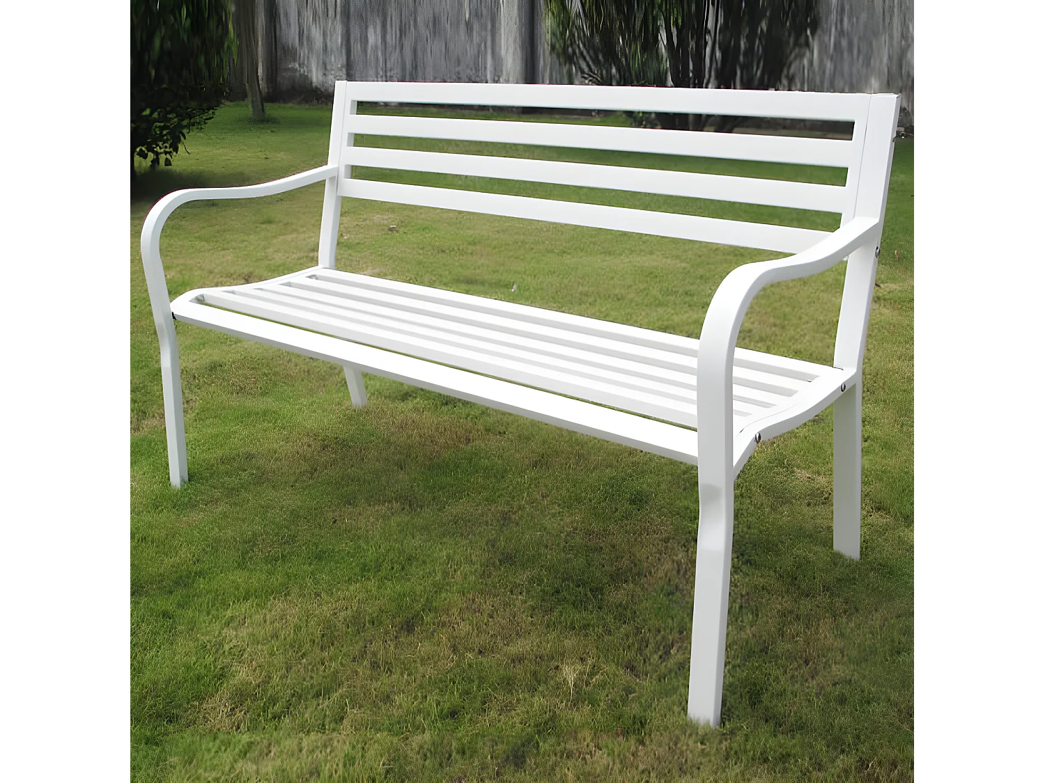 MilaniHome.it - Panchina 2 Posti In Ferro Bianco Per Esterno Giardino, Portico, Ristorante, Gelateria Bar Hotel Albergodi coloreBianco