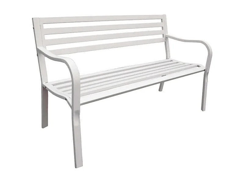MilaniHome.it - Panchina 2 Posti In Ferro Bianco Per Esterno Giardino, Portico, Ristorante, Gelateria Bar Hotel Albergodi coloreBianco