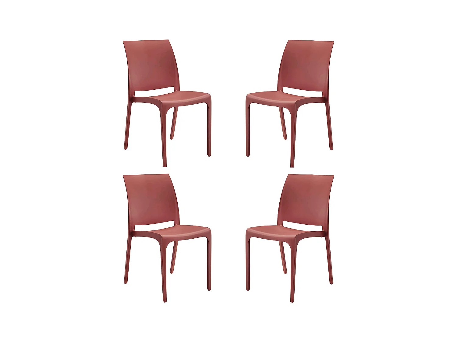 MilaniHome.it - set di 4 sedie poltrone da giardino in plastica design moderno colorata Rossodi coloreRosso