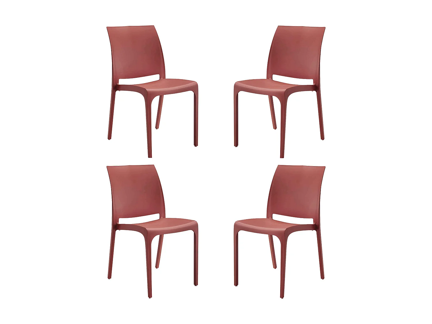 MilaniHome.it - set di 4 sedie poltrone da giardino in plastica design moderno colorata Rossodi coloreRosso