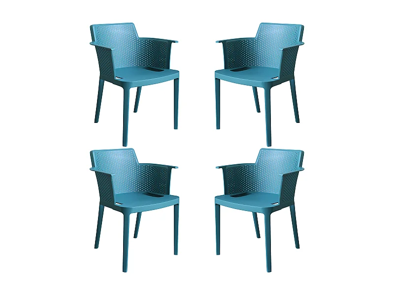 MilaniHome.it - set di 4 Poltrone in plastica per esterno giardino interno sala da pranzo colorata polipropilenedi coloreVerde petrolio