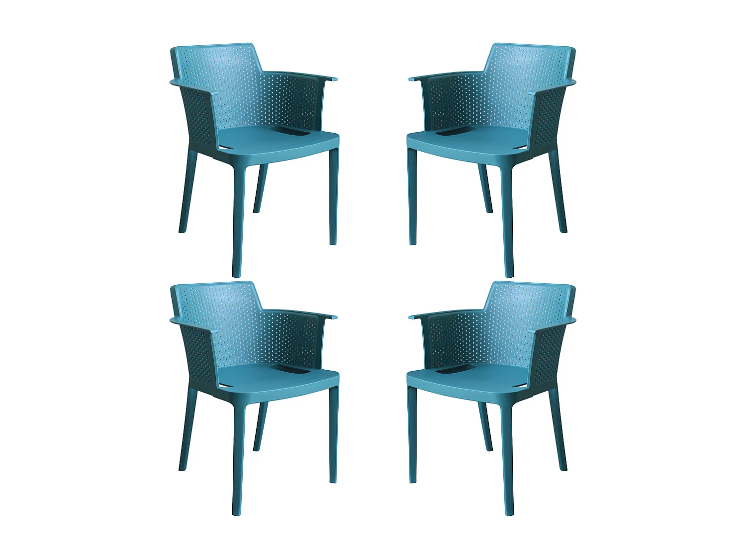 MilaniHome.it - set di 4 Poltrone in plastica per esterno giardino interno sala da pranzo colorata polipropilenedi coloreVerde petrolio