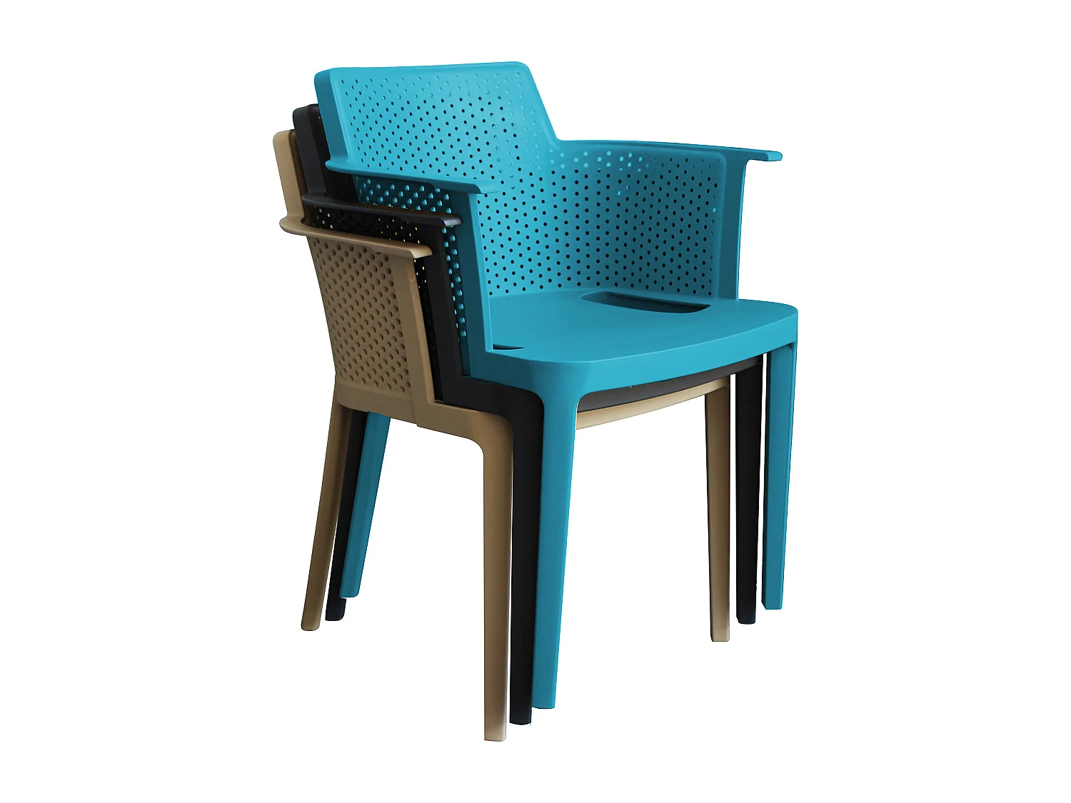 MilaniHome.it - set di 4 Poltrone in plastica per esterno giardino interno sala da pranzo colorata polipropilenedi coloreVerde petrolio