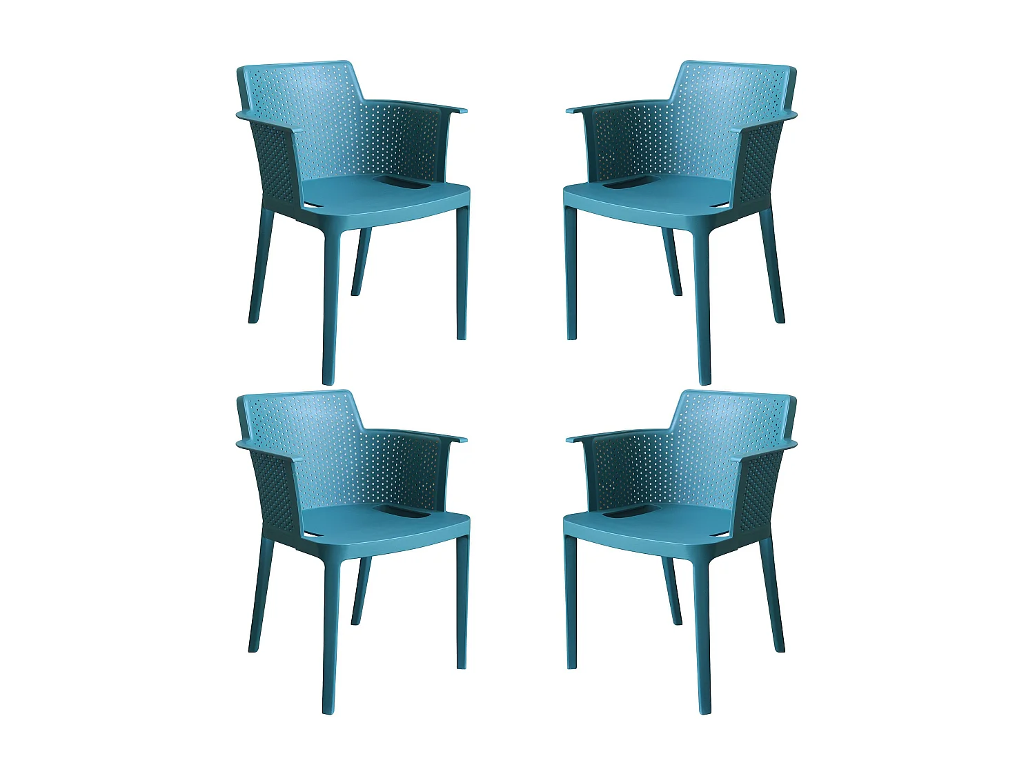 MilaniHome.it - set di 4 Poltrone in plastica per esterno giardino interno sala da pranzo colorata polipropilenedi coloreVerde petrolio