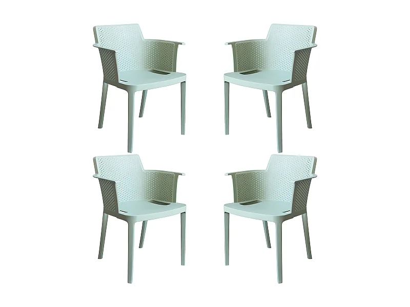 MilaniHome.it - set di 4 Poltrone in plastica per esterno giardino interno sala da pranzo colorata polipropilenedi coloreVerde menta