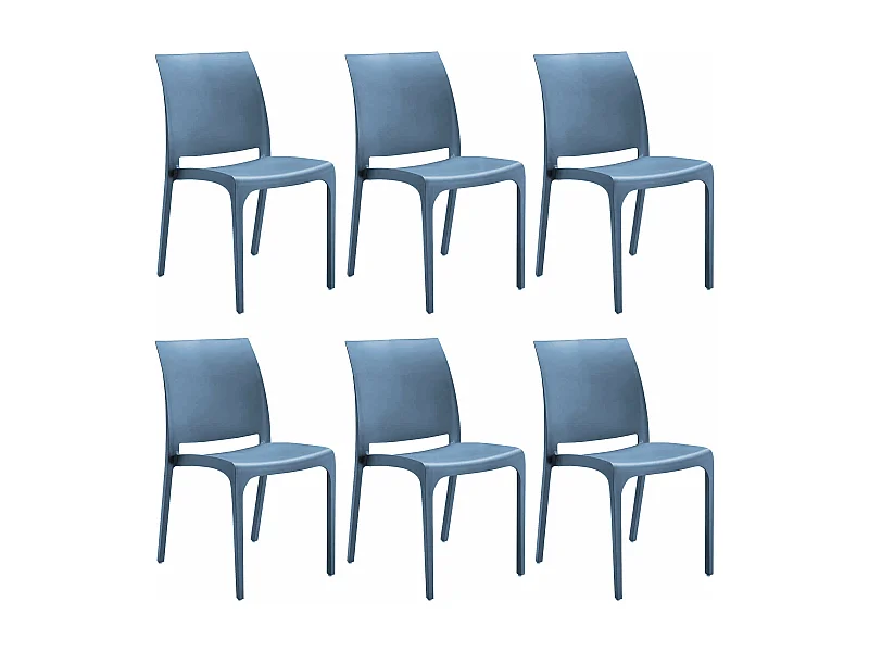 MilaniHome.it - set di 6 sedie poltrone da giardino in plastica design moderno colorata Bludi coloreBlu