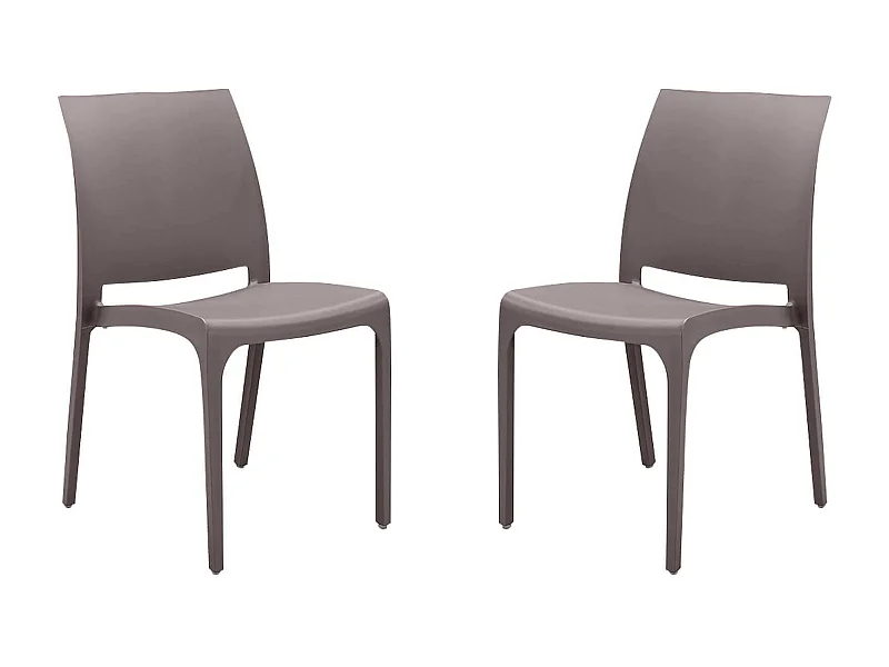 MilaniHome.it - set di 2 sedie poltrone da giardino in plastica design moderno colorata Taupedi coloreTaupe