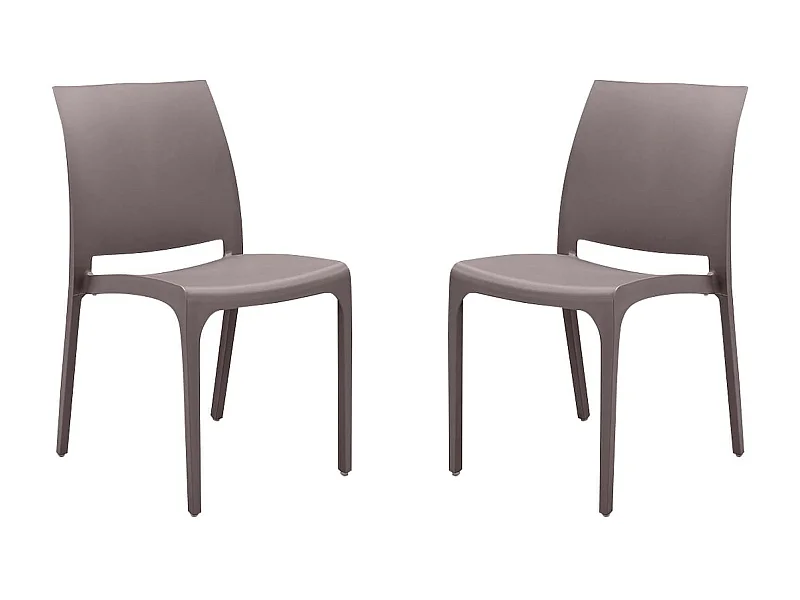 MilaniHome.it - set di 2 sedie poltrone da giardino in plastica design moderno colorata Taupedi coloreTaupe