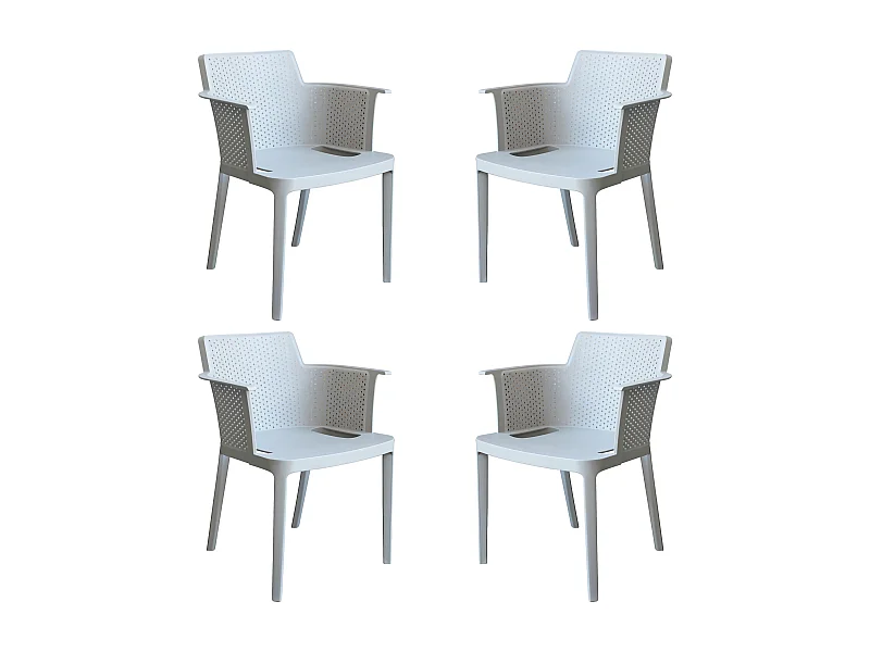 MilaniHome.it - set di 4 Poltrone in plastica per esterno giardino interno sala da pranzo colorata polipropilenedi coloreGrigio