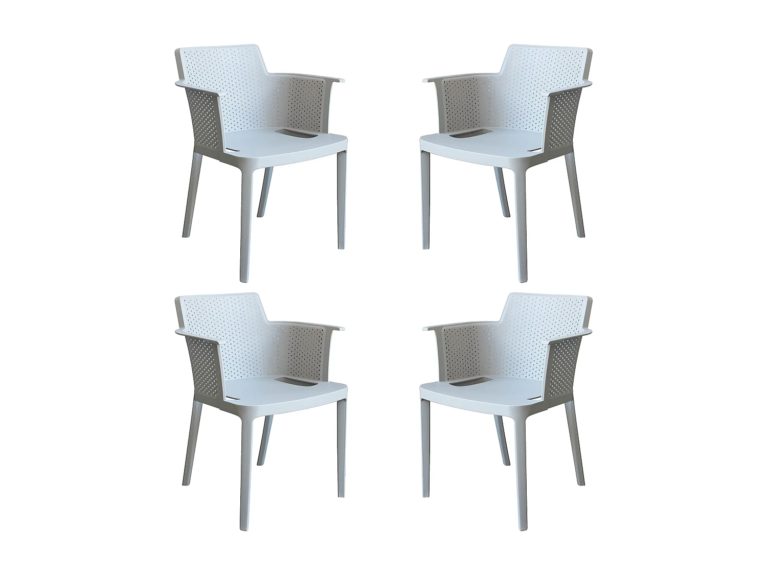 MilaniHome.it - set di 4 Poltrone in plastica per esterno giardino interno sala da pranzo colorata polipropilenedi coloreGrigio