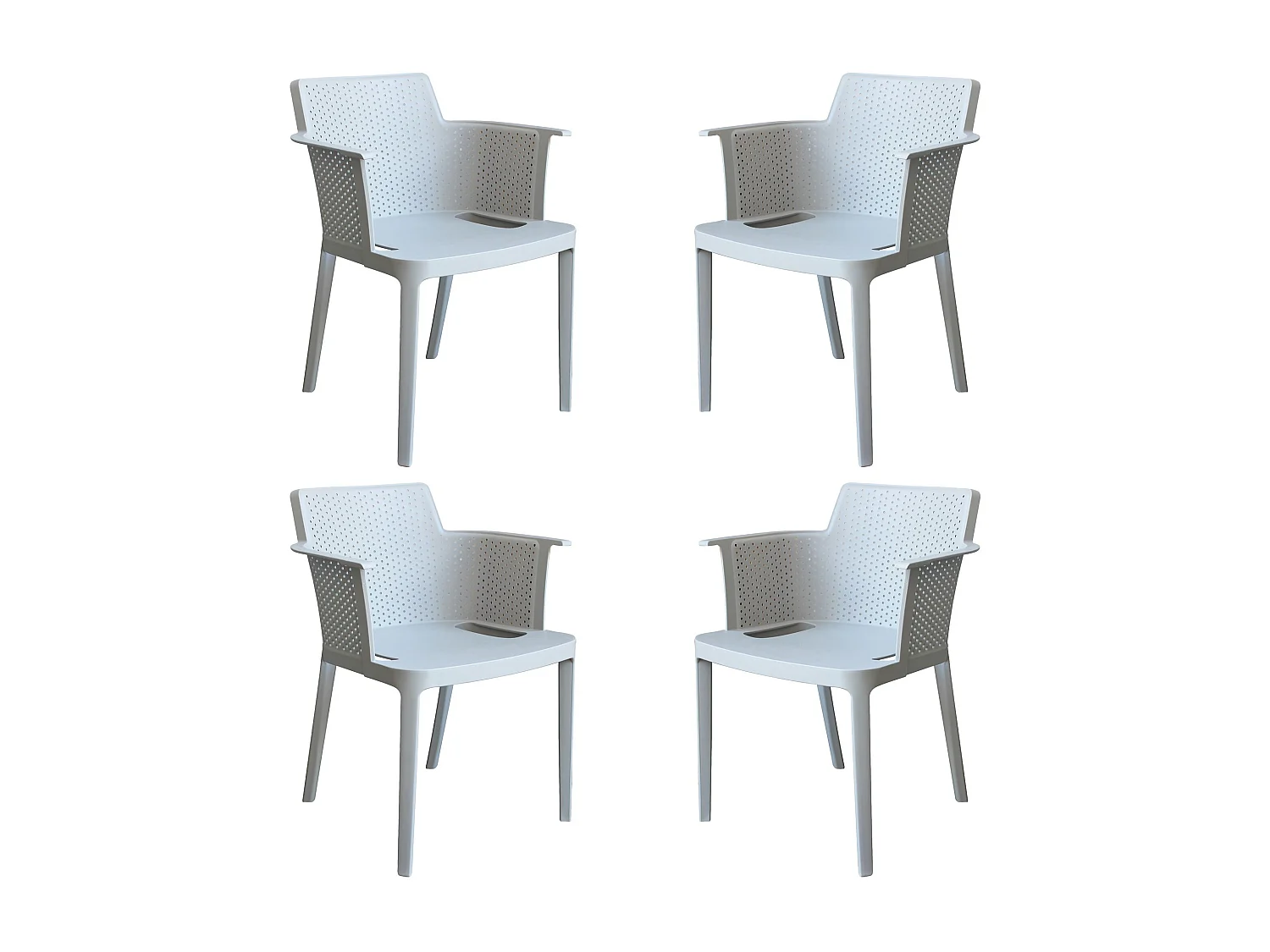 MilaniHome.it - set di 4 Poltrone in plastica per esterno giardino interno sala da pranzo colorata polipropilenedi coloreGrigio