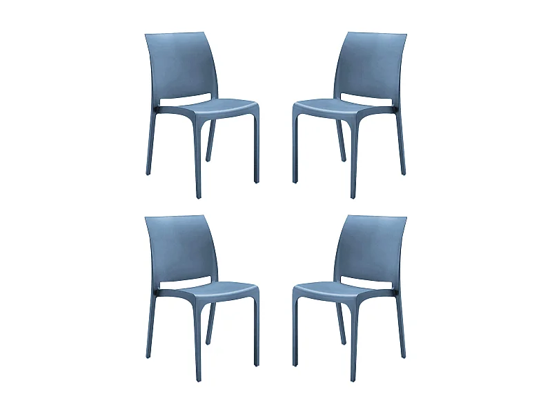 MilaniHome.it - set di 4 sedie poltrone da giardino in plastica design moderno colorata Bludi coloreBlu