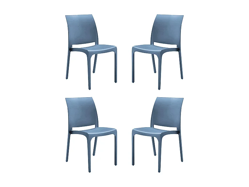 MilaniHome.it - set di 4 sedie poltrone da giardino in plastica design moderno colorata Bludi coloreBlu