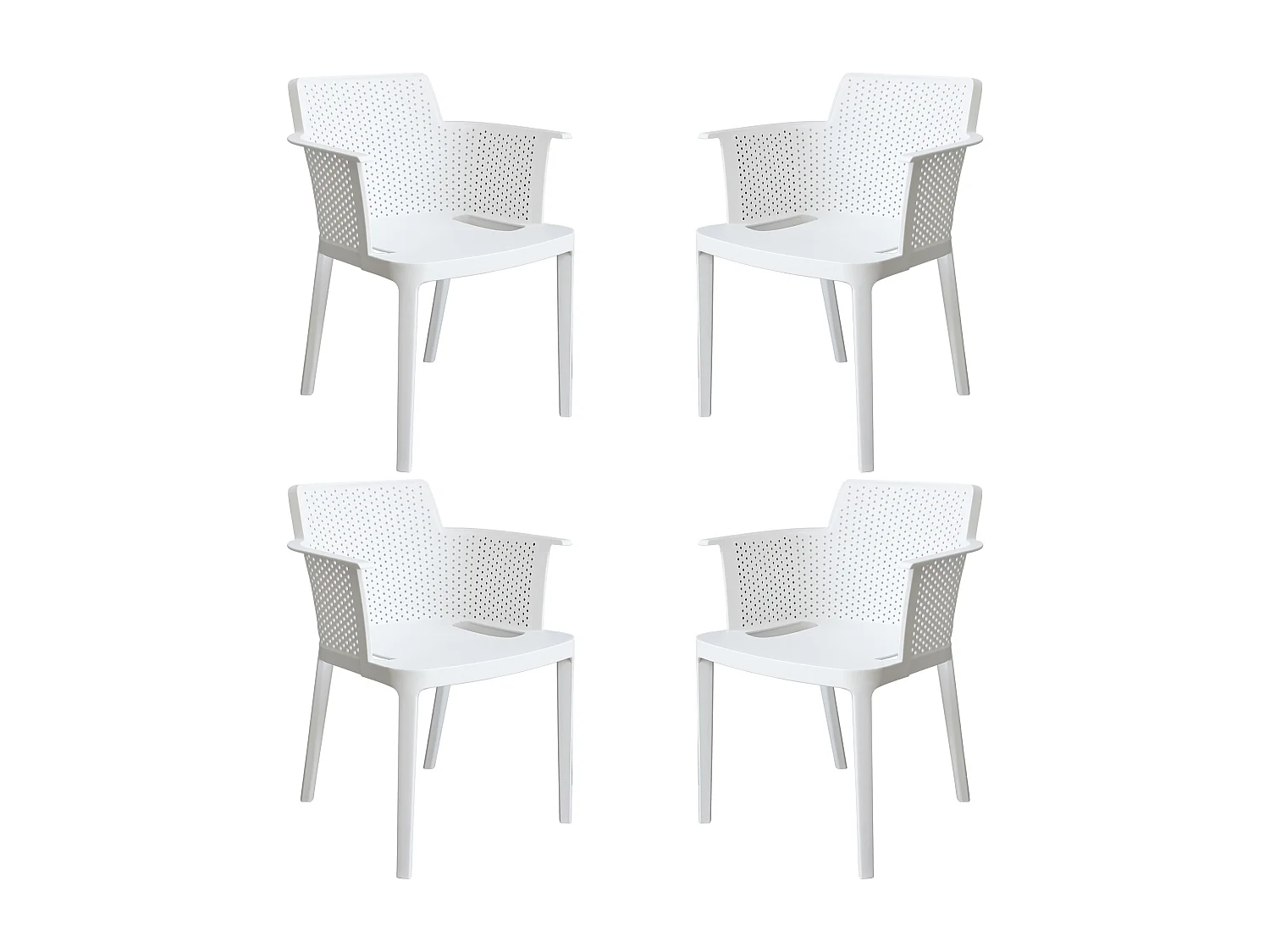 MilaniHome.it - set di 4 Poltrone in plastica per esterno giardino interno sala da pranzo colorata polipropilenedi coloreBianco