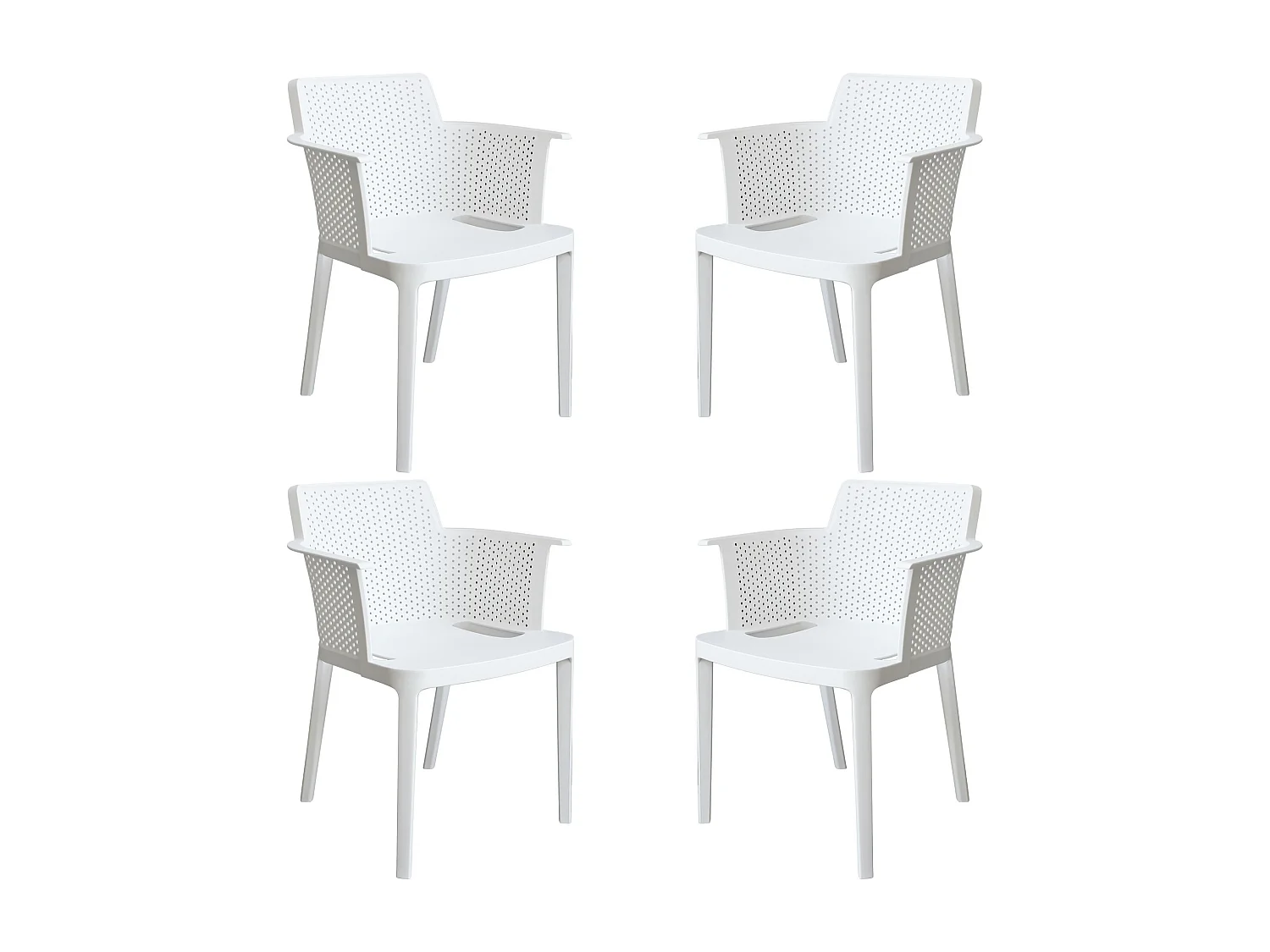 MilaniHome.it - set di 4 Poltrone in plastica per esterno giardino interno sala da pranzo colorata polipropilenedi coloreBianco