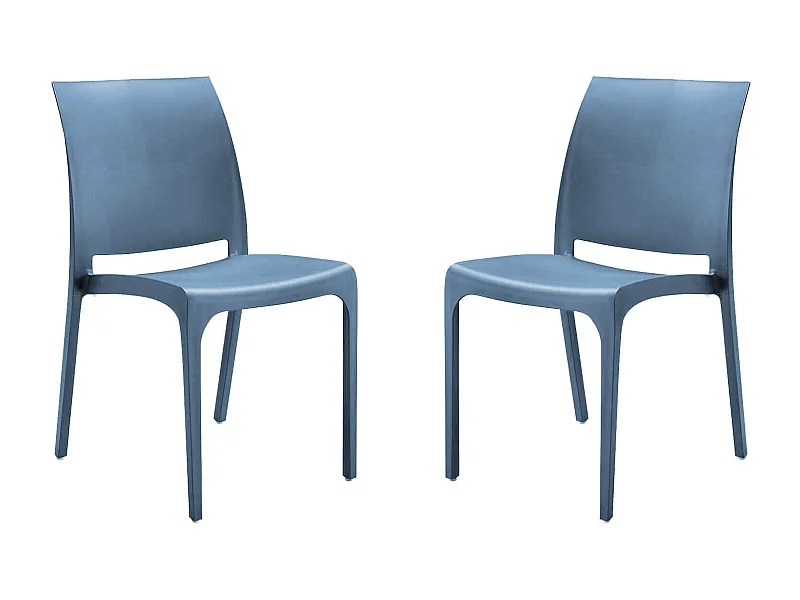 MilaniHome.it - set di 2 sedie poltrone da giardino in plastica design moderno colorata Bludi coloreBlu