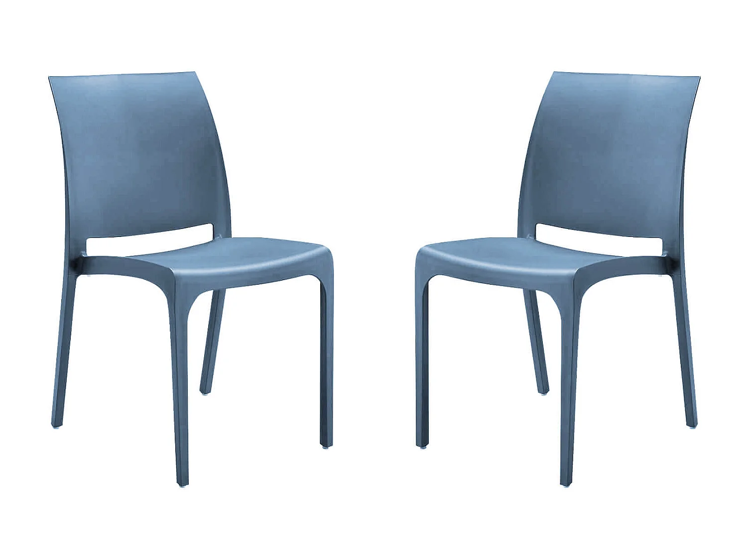 MilaniHome.it - set di 2 sedie poltrone da giardino in plastica design moderno colorata Bludi coloreBlu