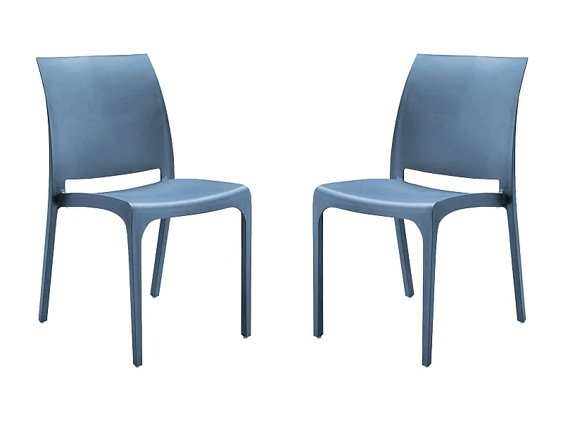 MilaniHome.it - set di 2 sedie poltrone da giardino in plastica design moderno colorata Bludi coloreBlu