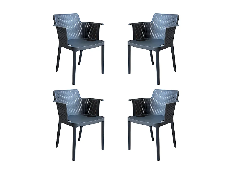 MilaniHome.it - set di 4 Poltrone in plastica per esterno giardino interno sala da pranzo colorata polipropilenedi coloreAntracite
