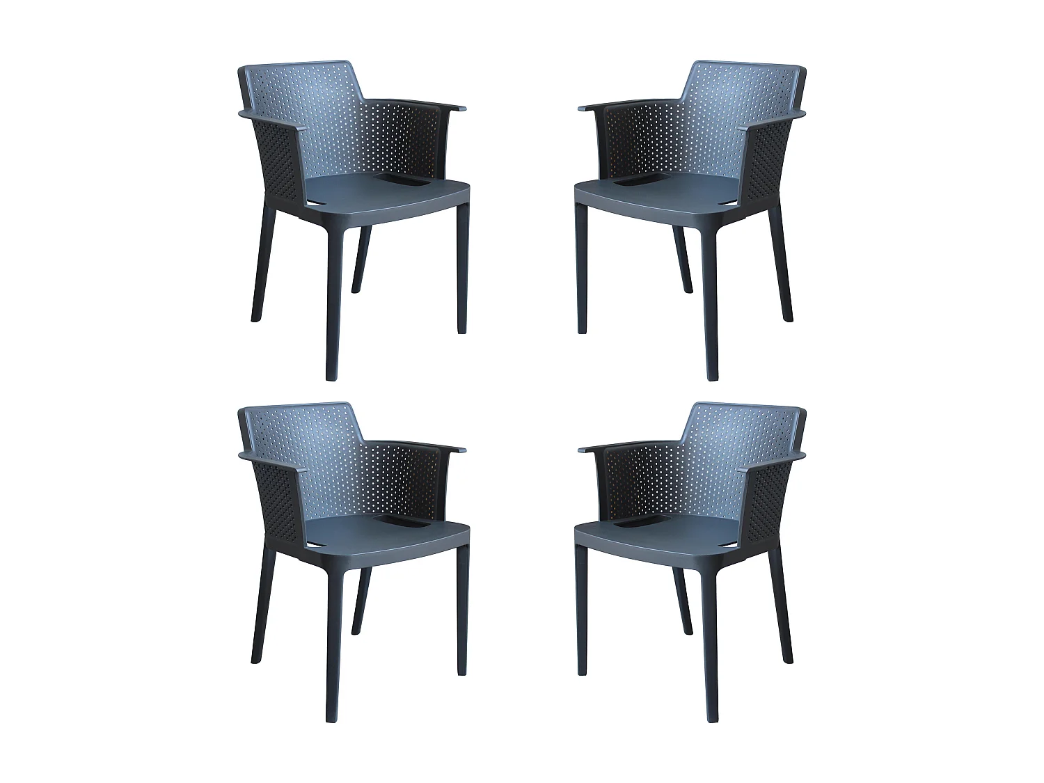 MilaniHome.it - set di 4 Poltrone in plastica per esterno giardino interno sala da pranzo colorata polipropilenedi coloreAntracite