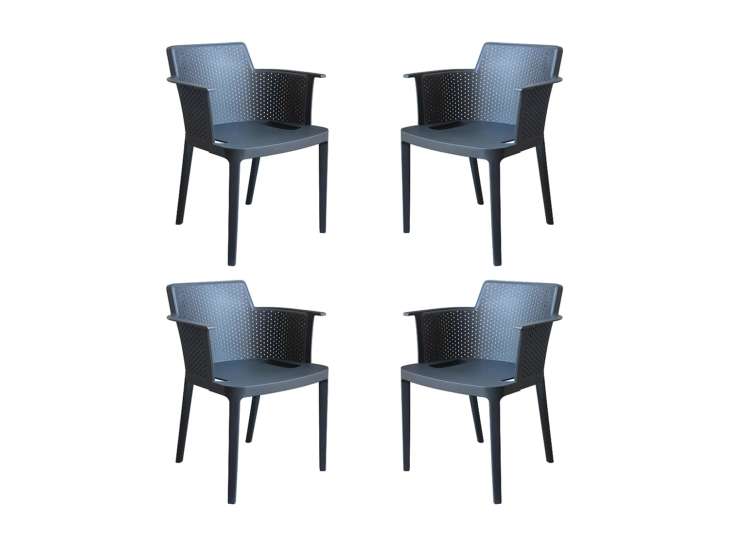 MilaniHome.it - set di 4 Poltrone in plastica per esterno giardino interno sala da pranzo colorata polipropilenedi coloreAntracite