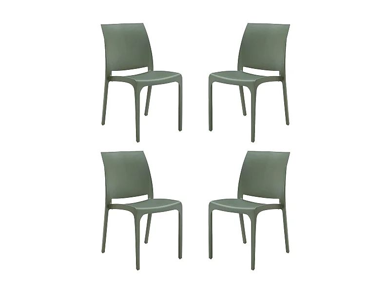 MilaniHome.it - set di 4 sedie poltrone da giardino in plastica design moderno colorata Verdedi coloreVerde