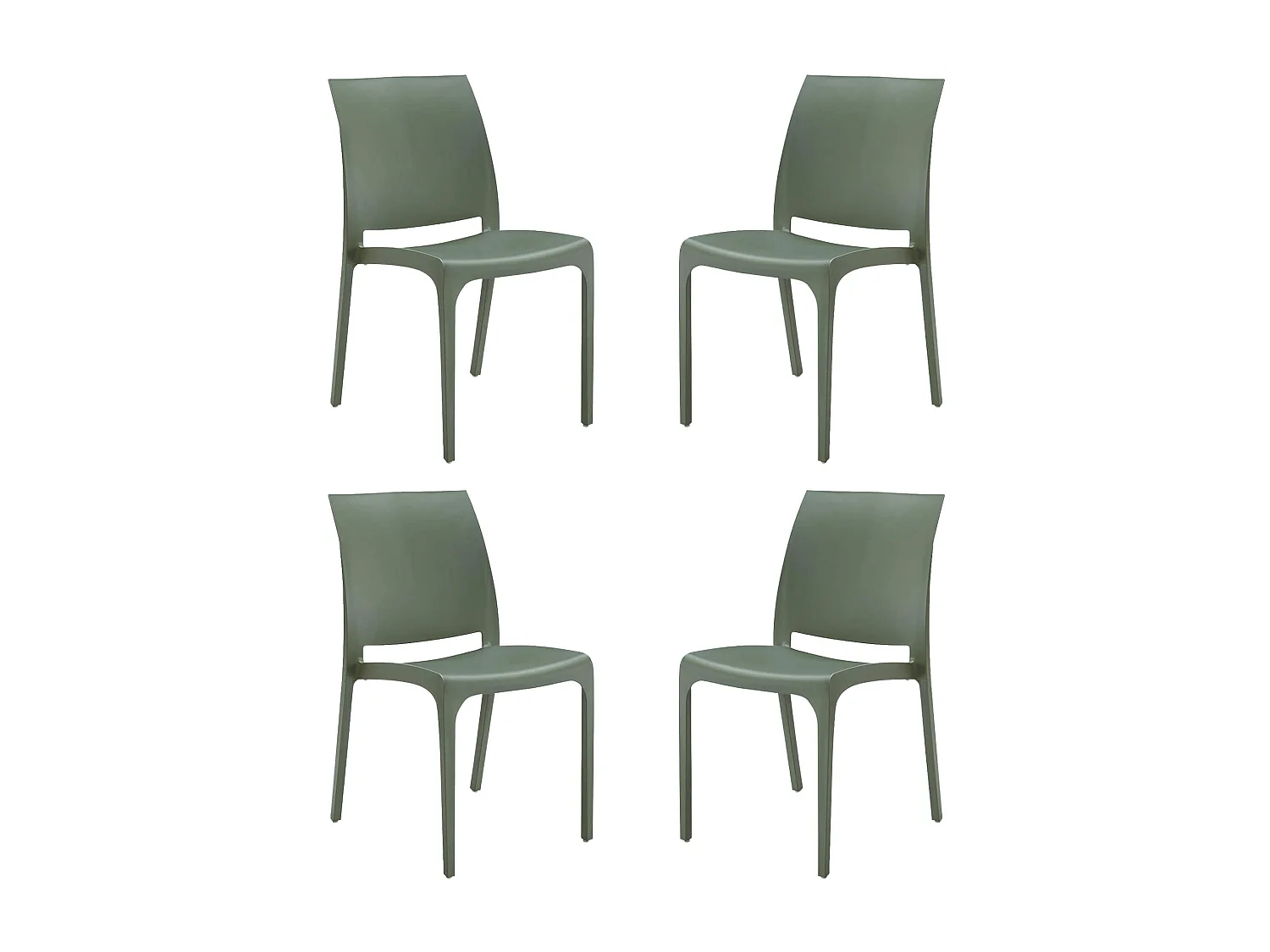 MilaniHome.it - set di 4 sedie poltrone da giardino in plastica design moderno colorata Verdedi coloreVerde