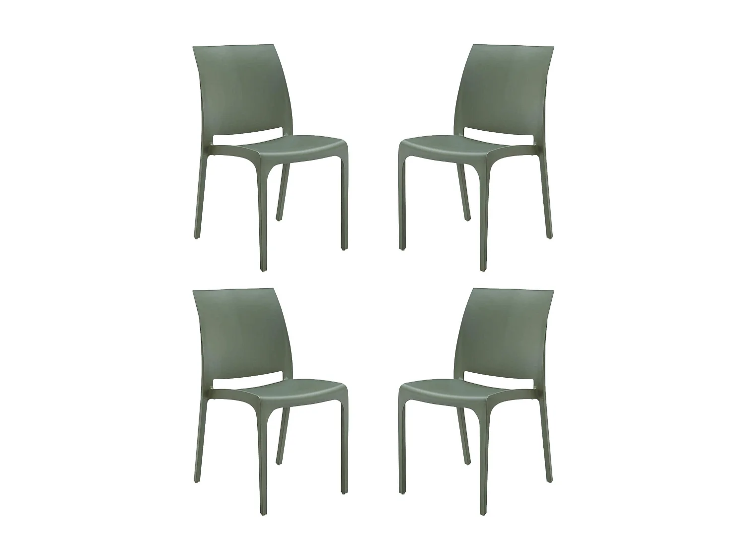 MilaniHome.it - set di 4 sedie poltrone da giardino in plastica design moderno colorata Verdedi coloreVerde