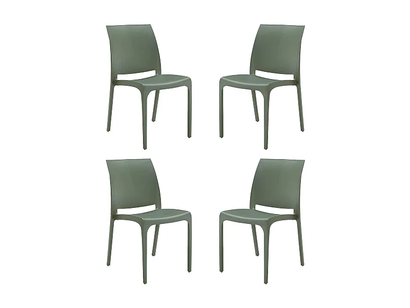 MilaniHome.it - set di 4 sedie poltrone da giardino in plastica design moderno colorata Verdedi coloreVerde