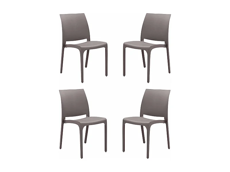 MilaniHome.it - set di 4 sedie poltrone da giardino in plastica design moderno colorata Taupedi coloreTaupe
