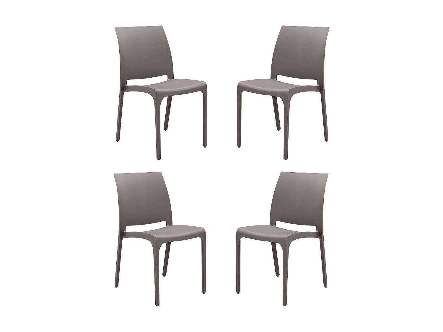 MilaniHome.it - set di 4 sedie poltrone da giardino in plastica design moderno colorata Taupedi coloreTaupe