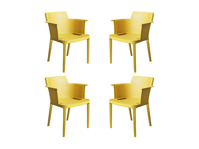 MilaniHome.it - set di 4 Poltrone in plastica per esterno giardino interno sala da pranzo colorata polipropilenedi coloreGiallo